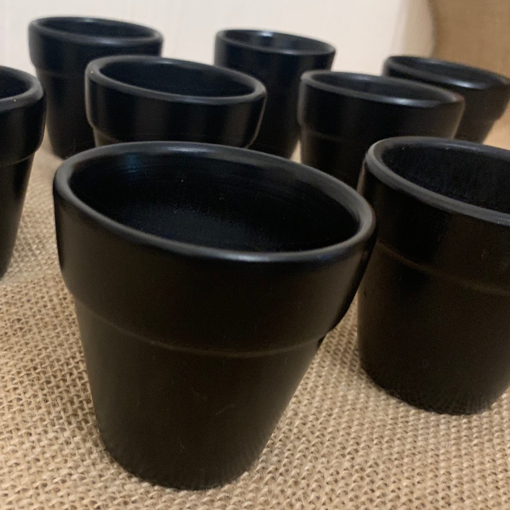 10 Black "Flower Pot" Party Favors